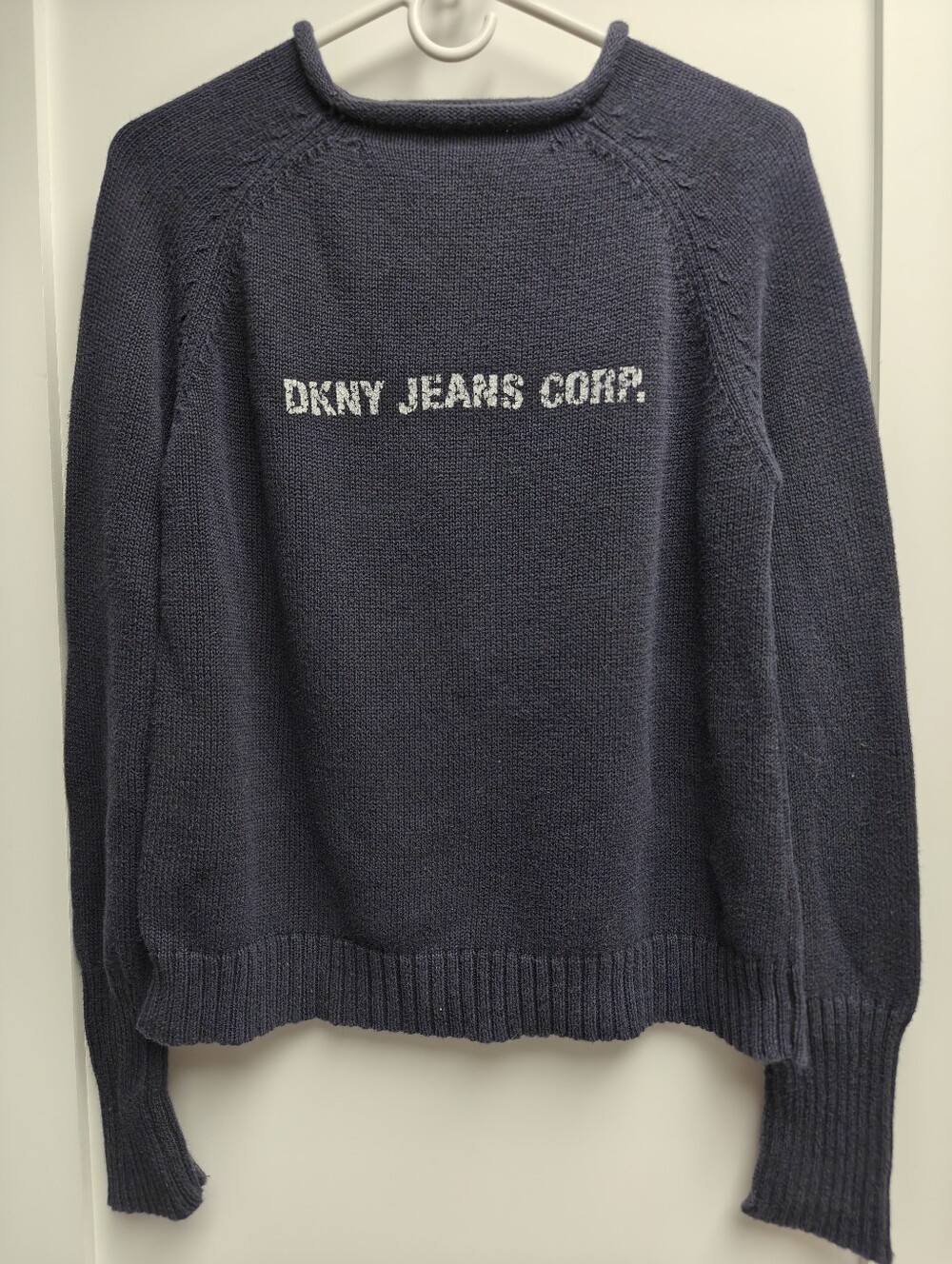 DKNY Jeans Vtg Y2K blue knit pullover sweater DKNY JEANS CORP logo Print Size S
